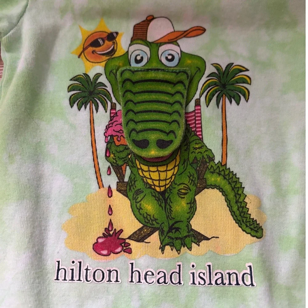 Art On Ts Hilton Head Island Alligator Tie Dye Bodysuit Green 12M Flip Snout